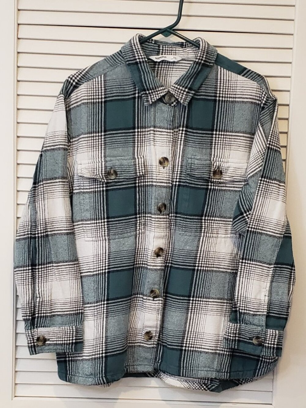 Sonoma Women's Goods For Life green and white 100% cotton shacket Size XXL